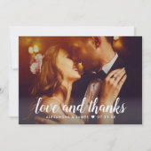 Liefde en Dankbaarheid Script Overlay Trouwfoto Ro Bedankkaart (Voorkant)