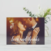 Liefde en Dankbaarheid Script Overlay Trouwfoto Ro Bedankkaart (Staand voorkant)