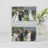 Liefde en Dankbaarheid Script Sage Groen Collage T Bedankkaart (Staand voorkant)