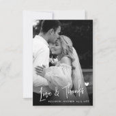 Liefde en Dankbaarheid Script Zwart-Wit Foto Bruil Bedankkaart (Voorkant)