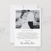 Liefde en Dankbaarheid Script Zwart-Wit Foto Bruil Bedankkaart (Achterkant)