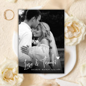 Liefde en Dankbaarheid Script Zwart-Wit Foto Bruil Bedankkaart