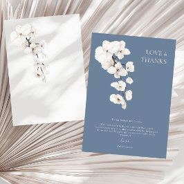 Liefde En Dankbaarheid Stofblauw Witte Orchidee Hu Bedankkaart