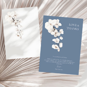 Liefde En Dankbaarheid Stofblauw Witte Orchidee Hu Bedankkaart