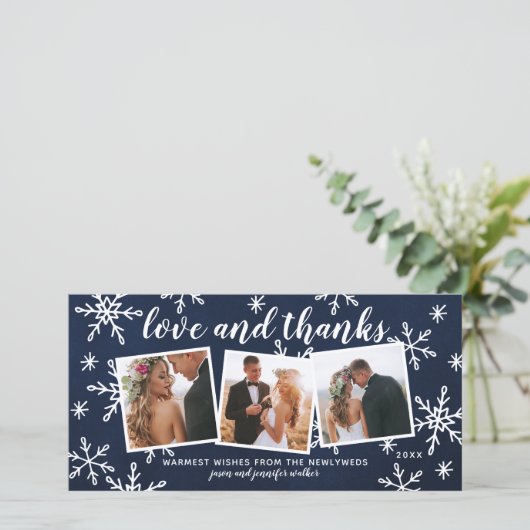 Liefde en Dankbaarheid Vakantie Bruiloft Dank Je W Feestdagenkaart (Staand voorkant)