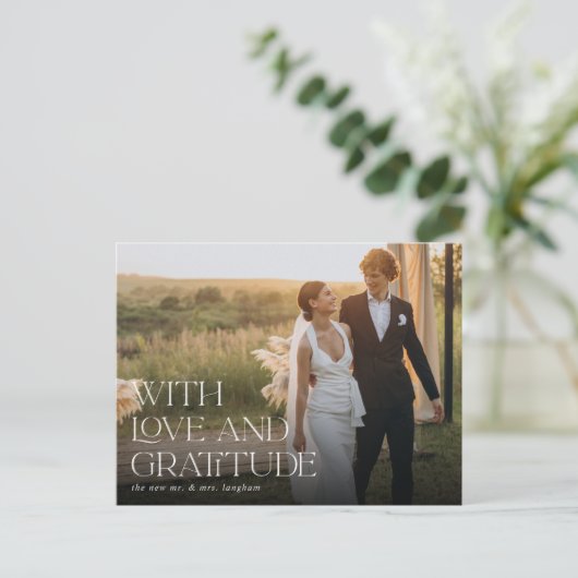 Liefde en dankbaarheid | Weddenfoto Hartelijk dank Briefkaart (Staand voorkant)