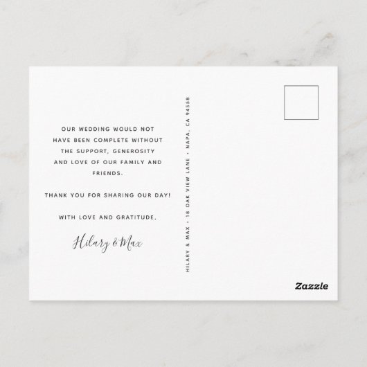 Liefde en dankbaarheid | Weddenfoto Hartelijk dank Briefkaart (Achterkant)