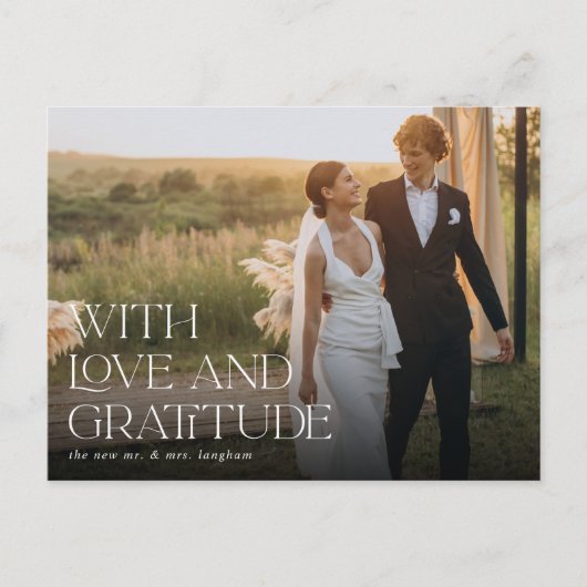 Liefde en dankbaarheid | Weddenfoto Hartelijk dank Briefkaart (Voorkant)