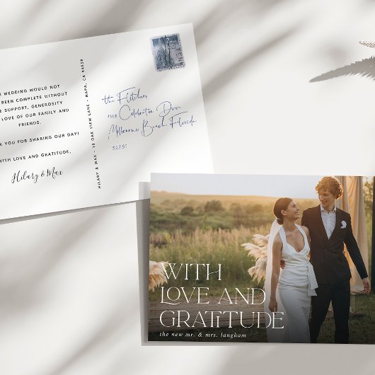 Liefde en dankbaarheid | Weddenfoto Hartelijk dank Briefkaart
