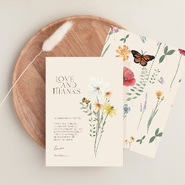 Liefde En Dankbaarheid Whimsical Wilde Bloemen Bru Bedankkaart