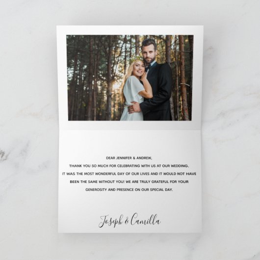 Liefde en Dankbaarheid Whimsy Trouwfoto Bedankkaart (Binnen)