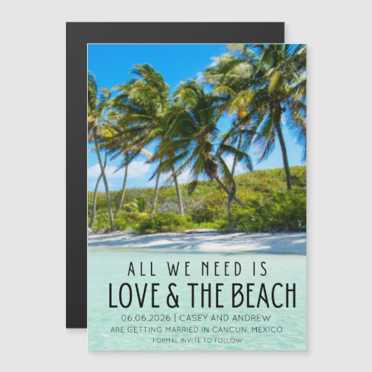 Liefde en de Beach Destination Wedding Save Date (Voorkant / Achterkant)