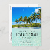 Liefde en de Beach Destination Wedding Save Date Aankondigingskaart (Voorkant / Achterkant)