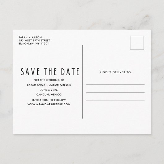 Liefde en de Beach Destination Wedding Save Date Aankondigingskaart (Achterkant)