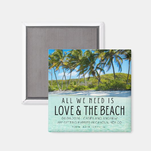 Liefde en de Beach Destination Wedding Save Date Magneet (Voorkant / Achterkant)