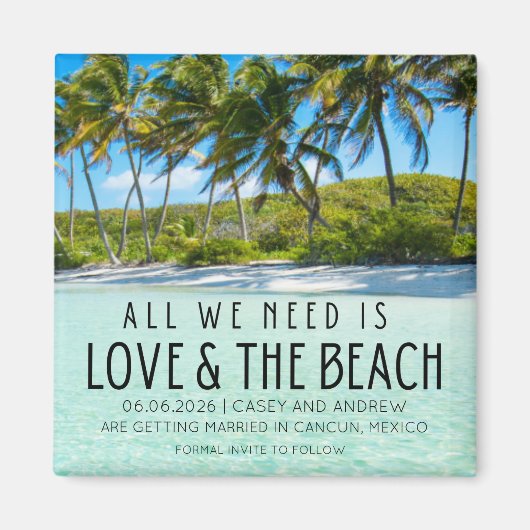 Liefde en de Beach Destination Wedding Save Date Magneet (Voorkant)