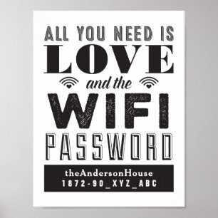 Liefde en de WiFi Password Guest Room Art Poster