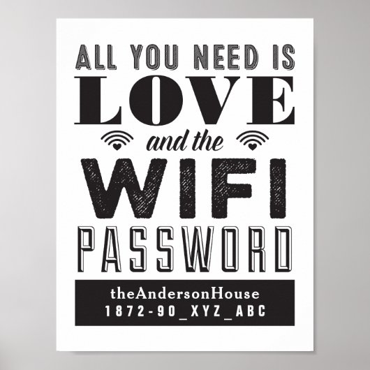 Liefde en de WiFi Password Guest Room Art Poster (Voorkant)