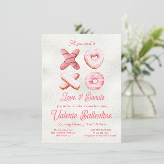 Liefde en Donuts Vrijgezellenfeest Kaart (Staand voorkant)