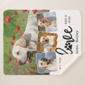 LIEFDE en een HOND Custom 4 Pet Photo Collage Sherpa Deken (Voorkant (horizontaal))