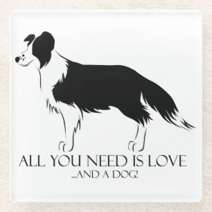 Liefde en een hond glazen onderzetter