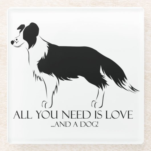 Liefde en een hond glazen onderzetter (Voorkant)