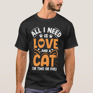 Liefde en een kat Grappige kat Liefhebber Kitty Ka T-shirt