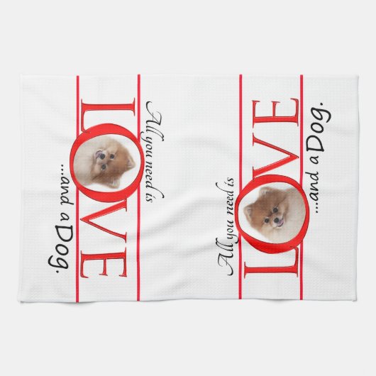 Liefde en een pommeren keukenhanddoek (Horizontaal)