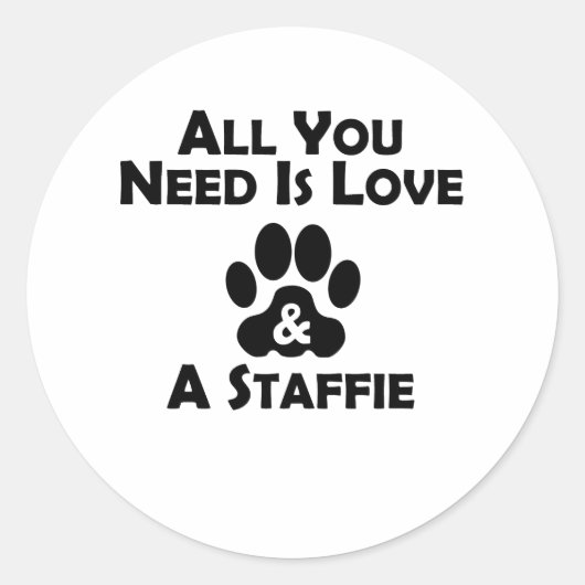 Liefde en een staffie ronde sticker (Voorkant)