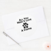 Liefde en een staffie ronde sticker (Envelop)