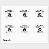 Liefde en een staffie ronde sticker (Vel)