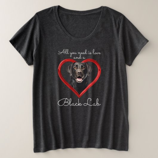 Liefde en een zwart lab grote maat t-shirt (Design voorkant)