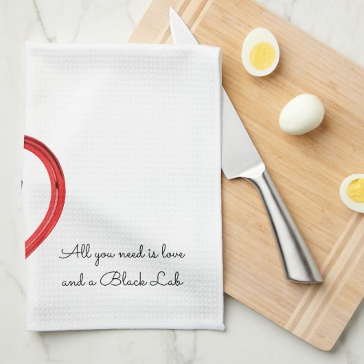 Liefde en een zwart lab theedoek (Quarter Fold)