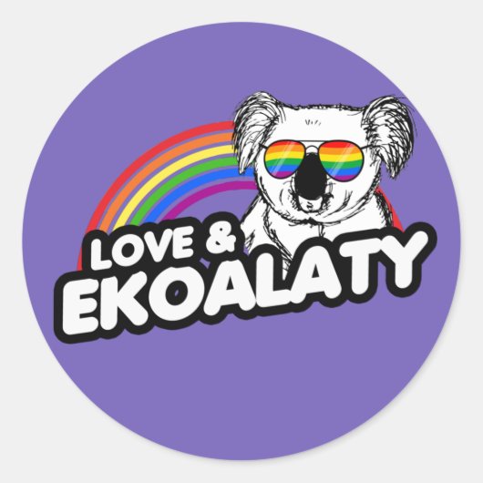 Liefde en Ekoalaty T-Shirt Ronde Sticker (Voorkant)