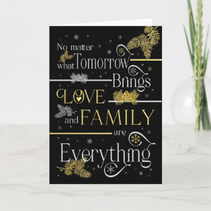 Liefde en familie zijn alles Silver Gold Black Feestdagen Kaart