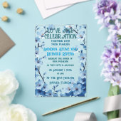 Liefde en feest in Blue Flower lijst Acryl Uitnodigingen (Insitu (Huwelijk))