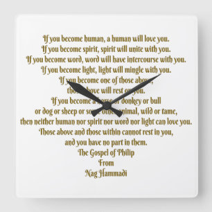 Liefde en geest vierkante klok