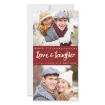 Liefde en gelach Vertical Holiday Photo Card