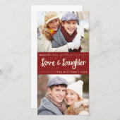 Liefde en gelach Vertical Holiday Photo Card Feestdagenkaart (Voorkant / Achterkant)