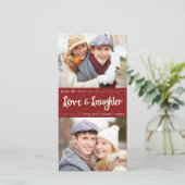 Liefde en gelach Vertical Holiday Photo Card Feestdagenkaart (Staand voorkant)
