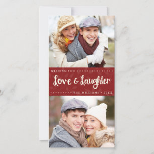 Liefde en gelach Vertical Holiday Photo Card Feestdagenkaart