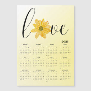 Liefde en gele bloemen 2025 Magnetische kalender