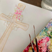 Liefde en geloof bloemenkruis waterverf t-shirt