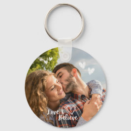 Liefde en geloof foto gepersonaliseerde gift sleutelhanger