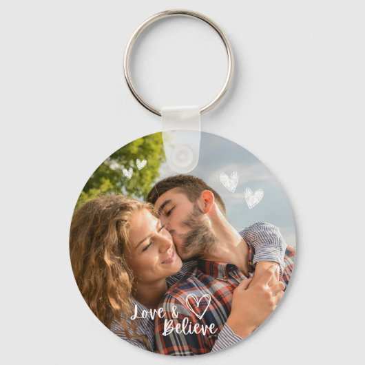 Liefde en geloof foto gepersonaliseerde gift sleutelhanger (Voorkant)