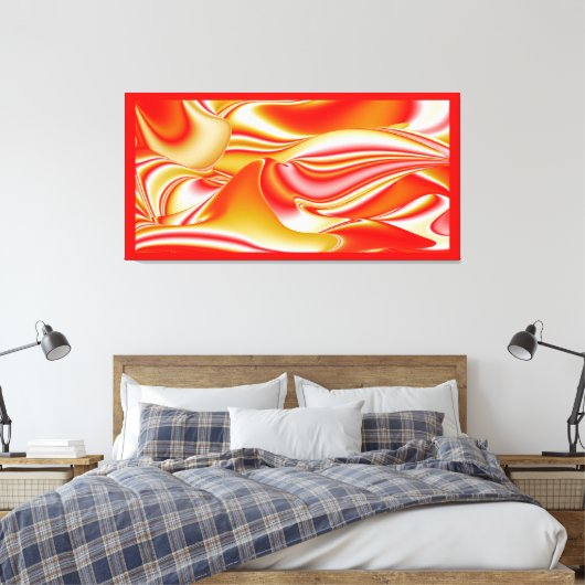Liefde en Goud Abstract 3D Rainbowart Canvas Afdruk (Insitu (Slaapkamer))