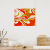 Liefde en Goud Abstract 3D Rainbowart Poster (Keuken)