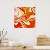 Liefde en Goud Abstract 3D Rainbowart Poster (Keuken)