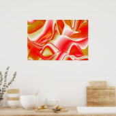 Liefde en Goud Abstract 3D Rainbowart Poster (Keuken)