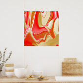 Liefde en Goud Abstract 3D Rainbowart Poster (Keuken)